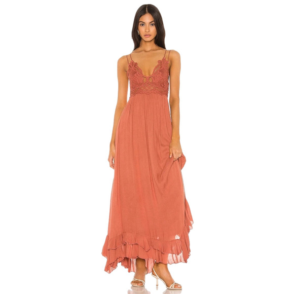Free People Women's Geneva Maxi Dress Orange Size Large